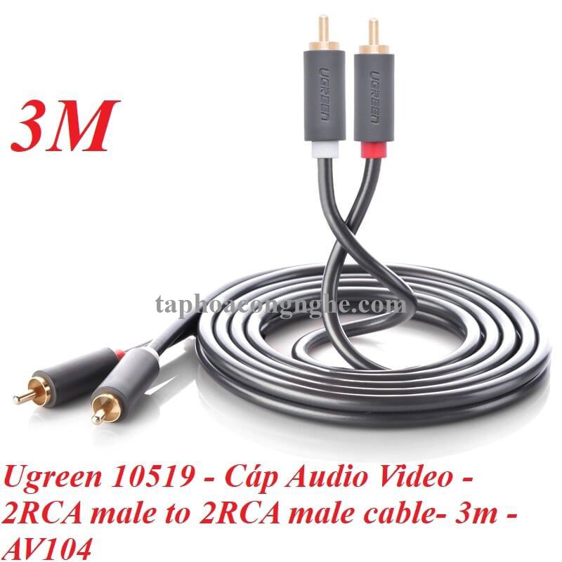 Ugreen 10519 3M màu Đen Cáp âm thanh Bông sen 2 ra 2 dương AV104 30010519